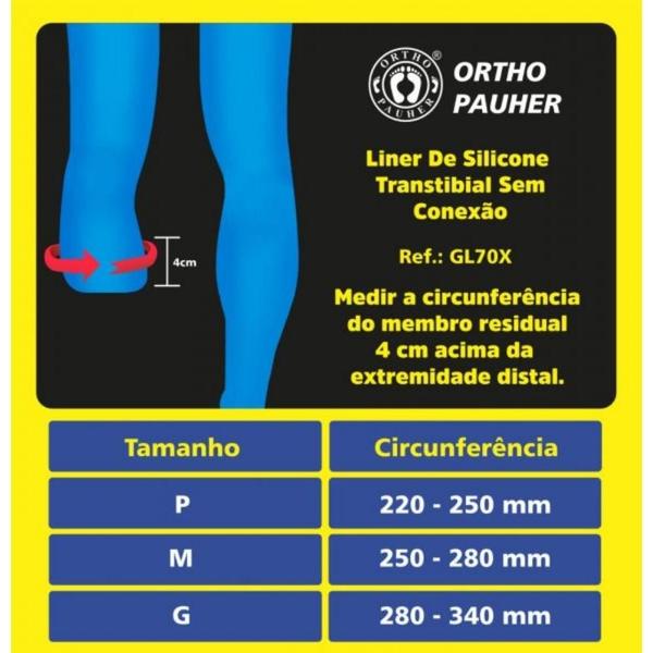 Imagem de Liner de gel transtibial sem conexão tam. m gl70x - ortho pauher