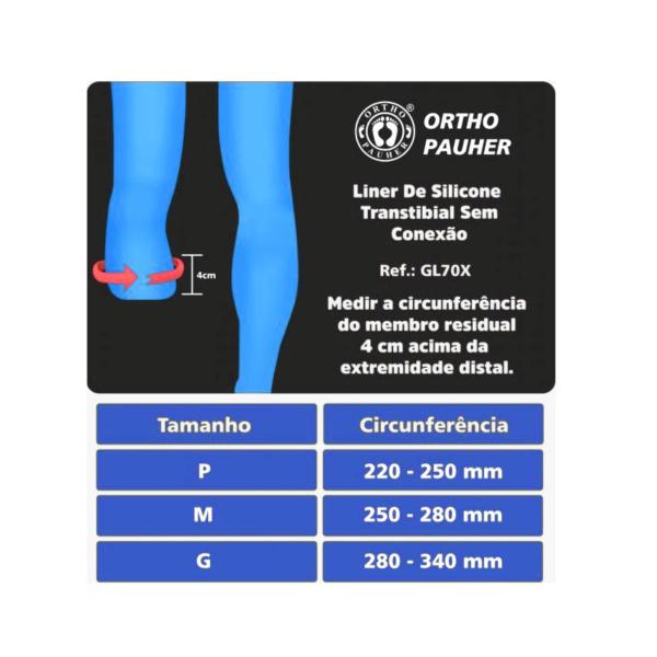 Imagem de Liner de gel transtibial tam p gl70x- ortho pauher