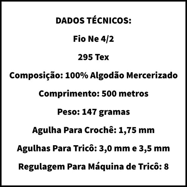 Linha Anne 500 Metros de 295 TEX e 100% Algodão Circulo para Crochê, Tricô, Bico, Barra, Artesanato e Amigurumi Imagem de Linha Anne 500 Metros de 295 TEX e 100% Algodão Circulo para Crochê, Tricô, Bico, Barra, Artesanato e Amigurumi