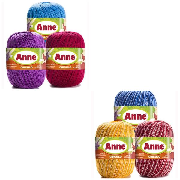 Imagem de Linha Anne 500m Círculo Cores Lisas E Mescladas Crochê