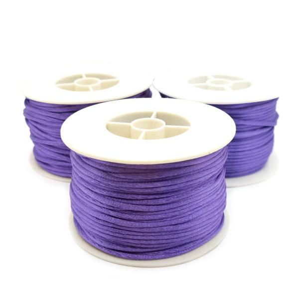 Imagem de Linha Fio Cetim Roxo 2mm Cordão Rabo de Rato 3 Rolos 45m 330g