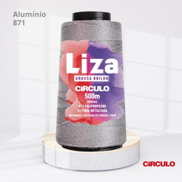 Imagem de Linha Liza Brilho Grossa Circulo 500mts Cor Alumínio 871