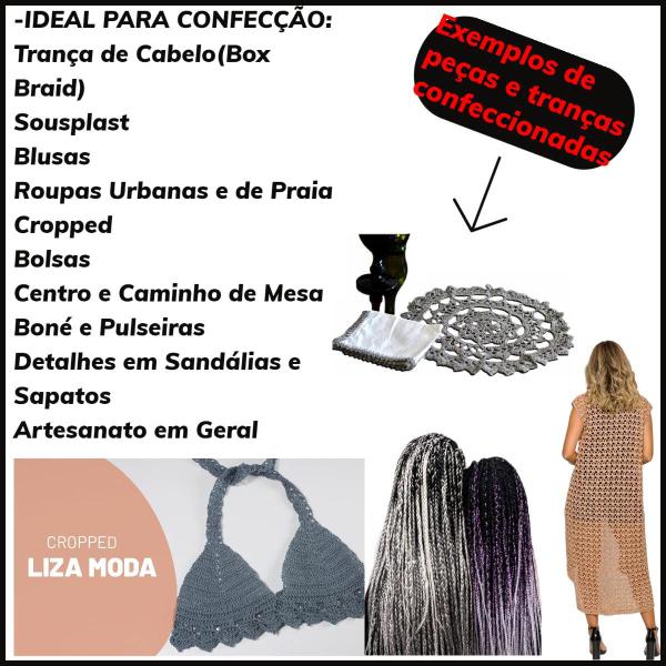 Imagem de Linha Liza Moda Grossa Fio Espessura n2 de 312 TEX Circulo 500 Metros para Trança de Cabelo e Crochê