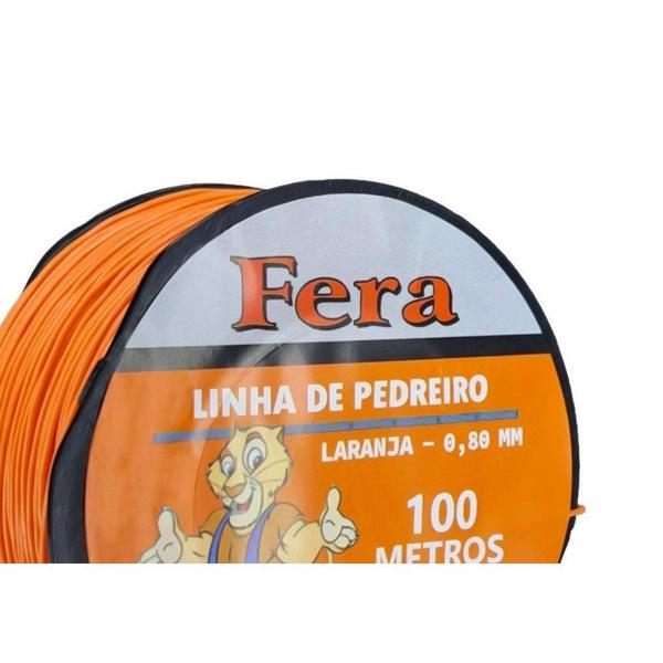 Imagem de Linha Para Pedreiro 1 Fio Lisa Fera 100M Laranja - Kit C/12 Peças