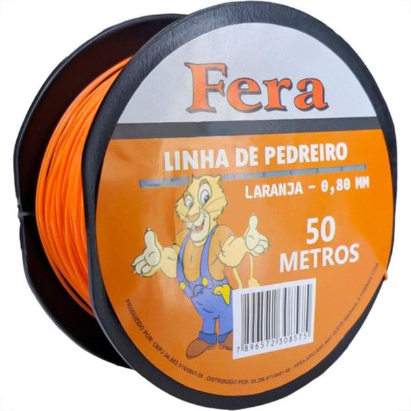 Imagem de Linha Para Pedreiro 1 Fio Lisa Fera 50M Laranja - Kit C/12 Pecas