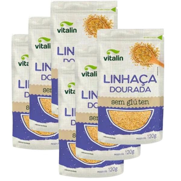 Imagem de Linhaça Dourada em Grãos Vitalin - 6 pacotes de 120g