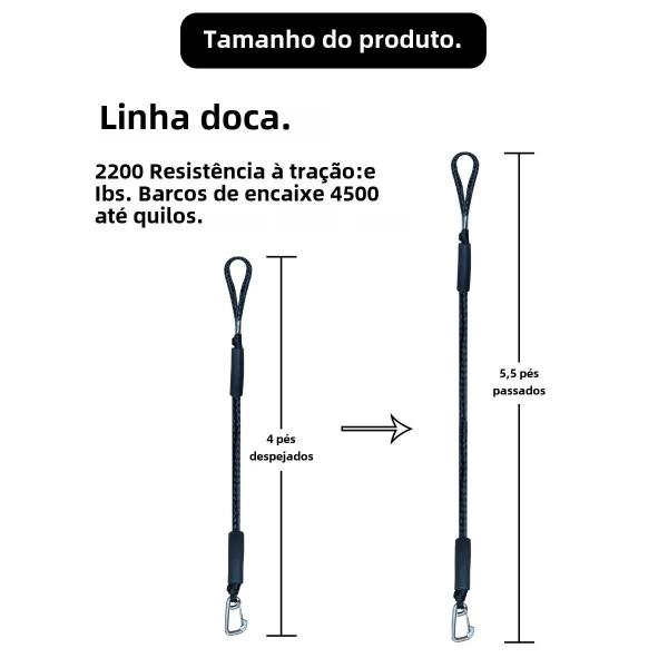 Imagem de Linhas Elásticas Bungee para Caiaque, Jet Ski e Canoa - Com Cordas e Laços de Choque