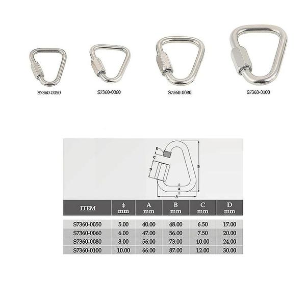 Imagem de Link Delta 6mm Com Trava em Aço Inox 316 Carga Máx 800 Kg