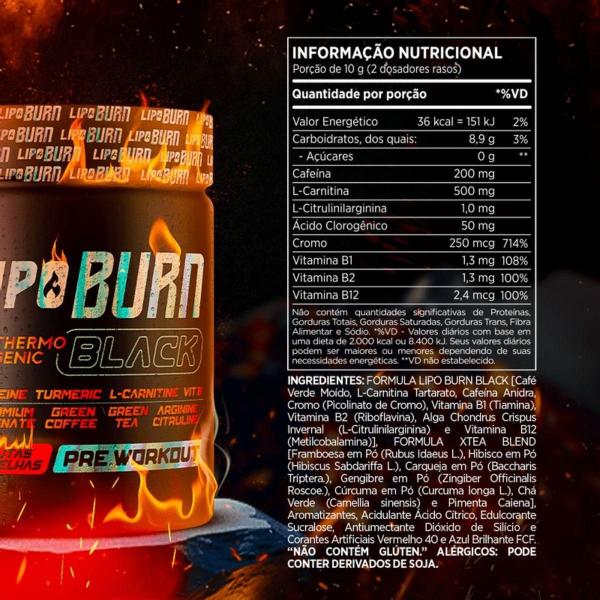 Imagem de Lipo Burn Black Termogênico Pré Workout 200G Cromo Cafeina