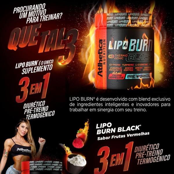 Imagem de Lipo Burn Black Termogênico Pré Workout 200G Cromo Cafeina