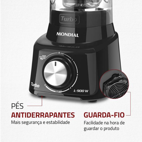 Imagem de Liquidificador 5 velocidades 900 watts full black - L-900-FB - Mondial