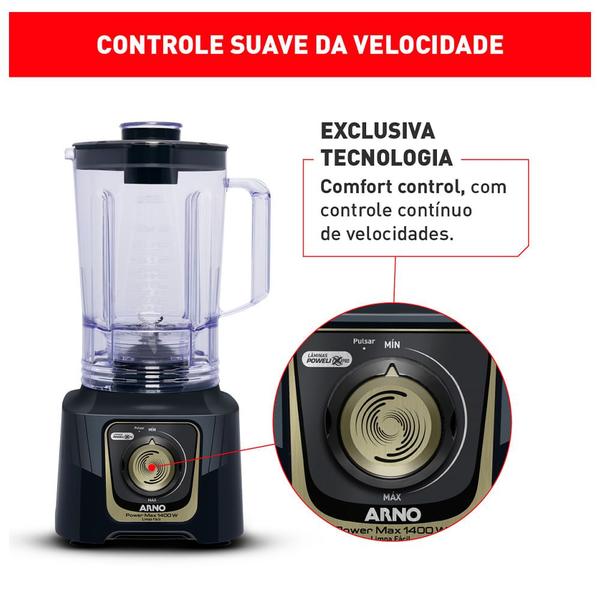 Imagem de Liquidificador Arno Power Max 1400 Plus com 15 Velocidades e Jarra de 3,1 Litros - LN82