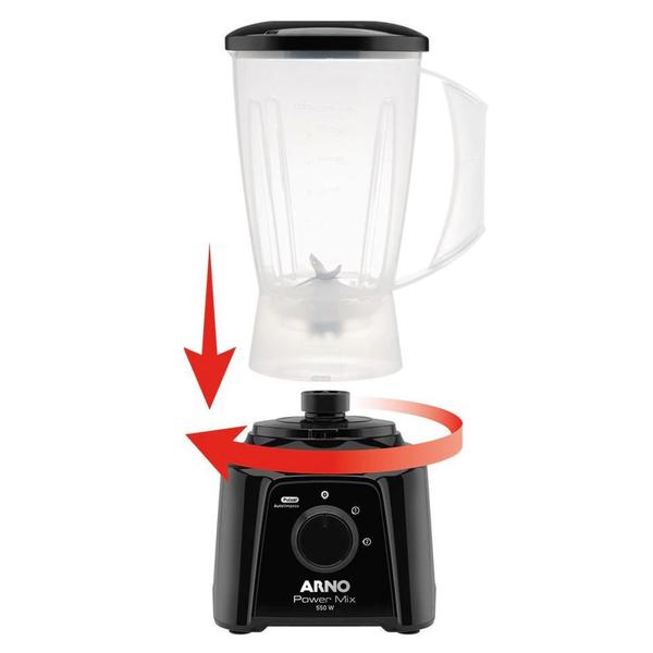 Imagem de Liquidificador Arno Power Mix LQ10 com 2 Velocidades e Função Pulsar 550W Preto