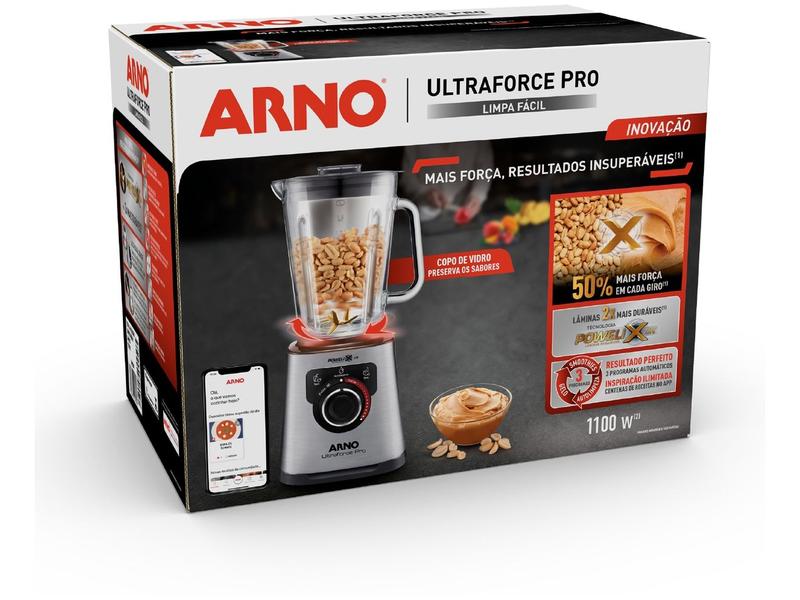 Imagem de Liquidificador Arno Ultraforce Pro LN93 Copo de Vidro 12 Velocidades 1100W Inox