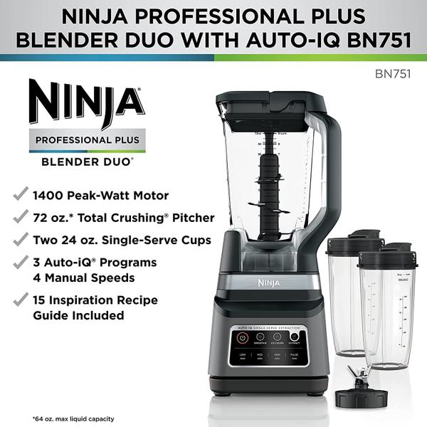 Imagem de Liquidificador automático Ninja 1400W - cinza escuro