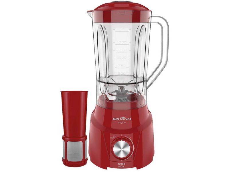 Imagem de Liquidificador Britânia Turbo BLQ970V Vermelho - com Filtro 4 Velocidades 900W