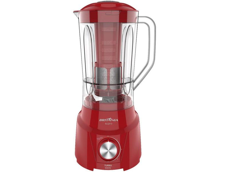 Imagem de Liquidificador Britânia Turbo BLQ970V Vermelho - com Filtro 4 Velocidades 900W