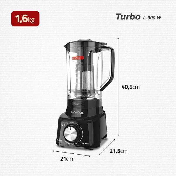 Imagem de Liquidificador com Filtro 900W 2.7L Mondial Turbo L-900 FB 5 Velocidades Preto 127V