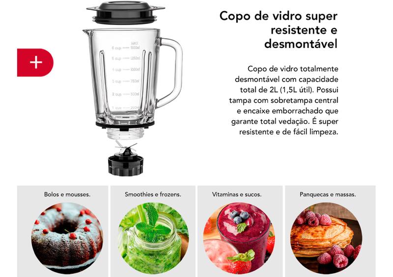 Imagem de Liquidificador Copo De Vidro Com 1,5 Litros 1000w Gradiente 110v