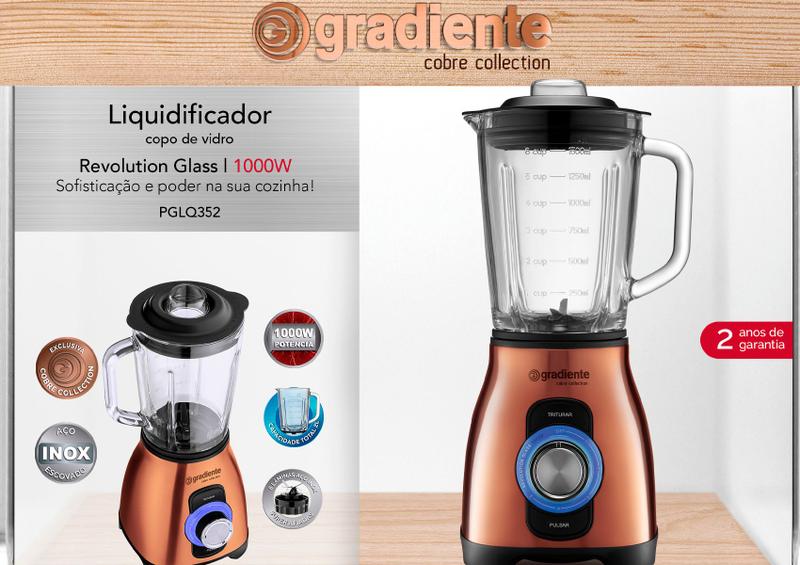 Imagem de Liquidificador Copo De Vidro Com 1,5 Litros 1000w Gradiente 110v