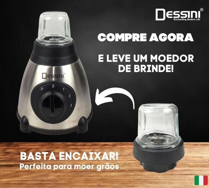 Imagem de Liquidificador Copo Vidro 220V 1,5l Inox + Moedor de Grãos