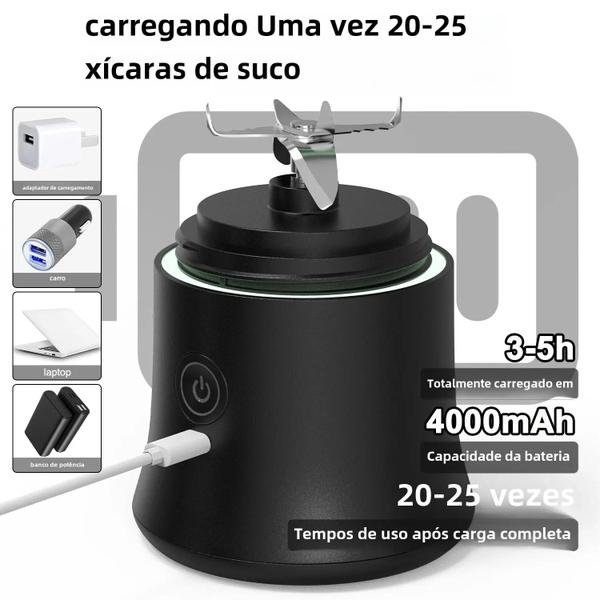 Imagem de Liquidificador Elétrico Portátil Recarregável via USB - 600ml - 4000mAh