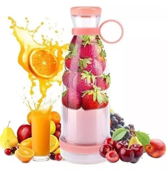 Liquidificador Garrafa Portátil Recarregável Mini Shake 420ml Rosa - DRAIK Imagem de Liquidificador Garrafa Portátil Recarregável Mini Shake 420ml Rosa
