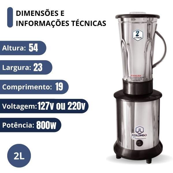 Imagem de Liquidificador Industrial 2L  Alta RotaçãoInox 18000rpm 127v JL Colombo