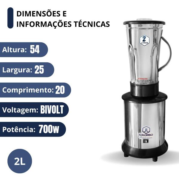 Imagem de Liquidificador Industrial 2L Baixa Rotação 3500rpm Bivolt JL Colombo