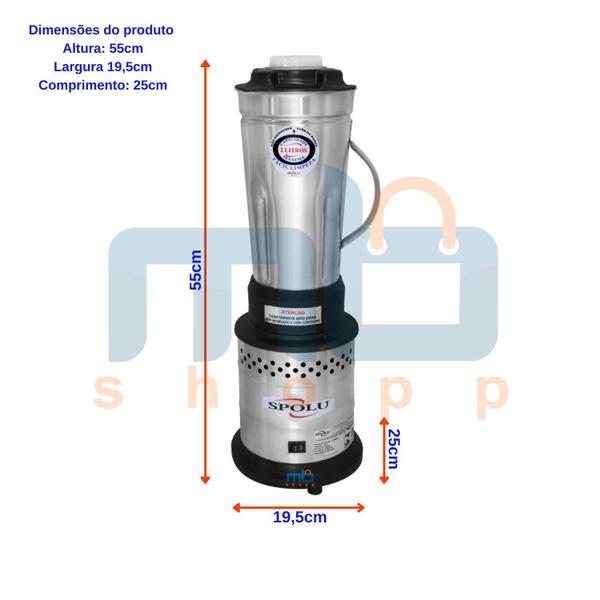 Imagem de Liquidificador Industrial Alta Rotação 2 Litros 800w Inox Spolu 220v