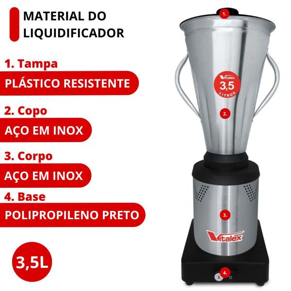 Imagem de Liquidificador Industrial Alta Rotação 22000rpm 3,5L 127v - Vitalex