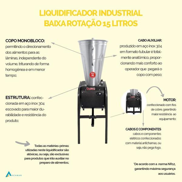 Imagem de Liquidificador Industrial Baixa Rotação 15 Litros Vitalex LQI-15