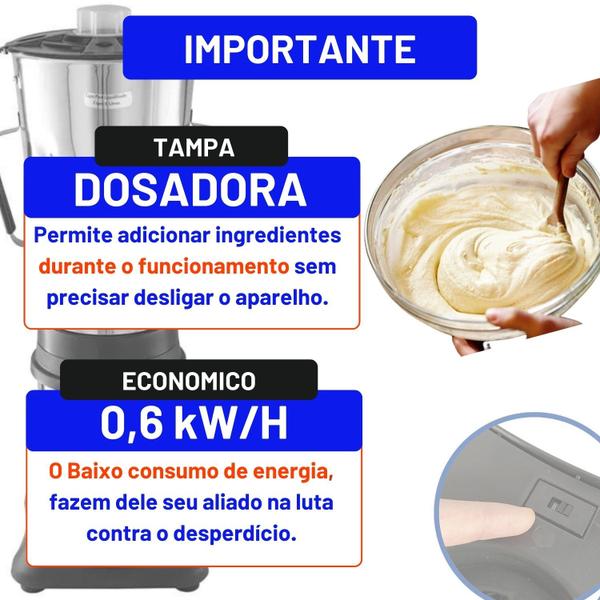 Imagem de Liquidificador Industrial Baixa Rotação Inox 6 L BM32 Bermar