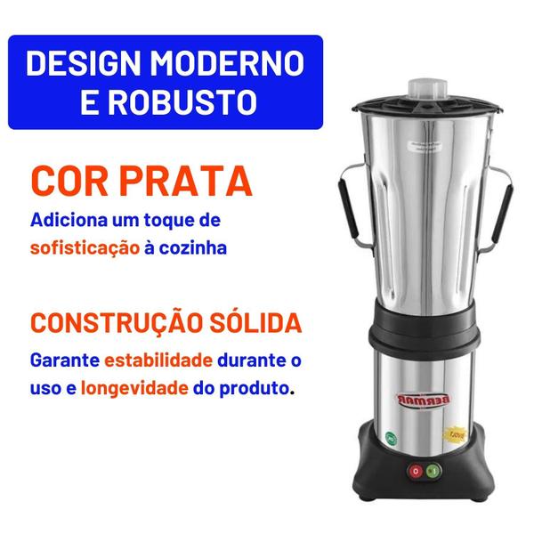 Imagem de Liquidificador Industrial Baixa Rotação Inox 8 L BM35 Bermar