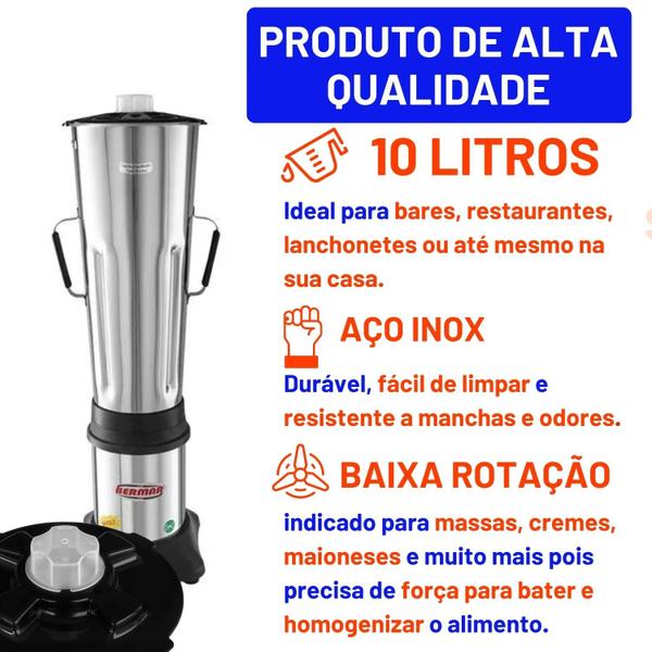 Imagem de Liquidificador Industrial Em Inox Baixa Rotação 10L BM36 Bermar