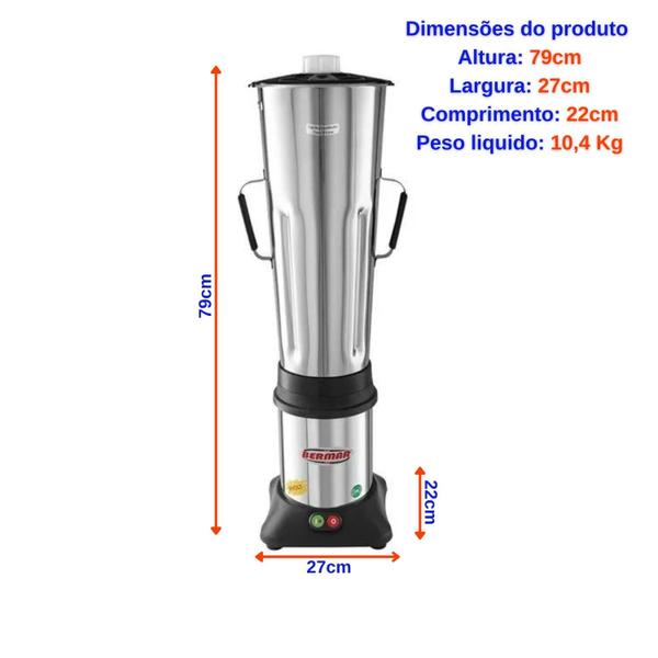 Imagem de Liquidificador Industrial Em Inox Baixa Rotação 10L BM36 Bermar