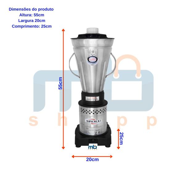 Imagem de Liquidificador Industrial Spolu Em Inox Alta Rotação 3.5 L 127v