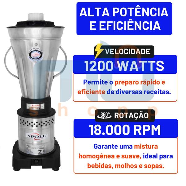 Imagem de Liquidificador Industrial Spolu Em Inox Alta Rotação 3.5 L 220v