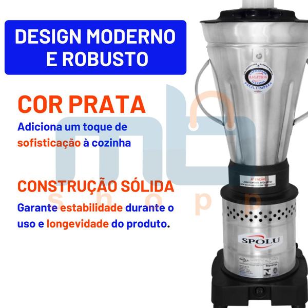 Imagem de Liquidificador Industrial Spolu Em Inox Alta Rotação 3.5 L 220v