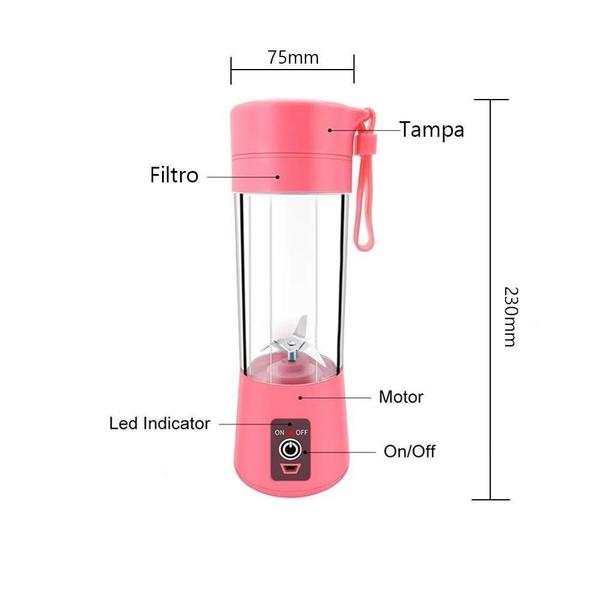 Liquidificador Mini Portátil Bateria Squeeze Rosa - Lumi Imagem de Liquidificador Mini Portátil Bateria Squeeze Rosa