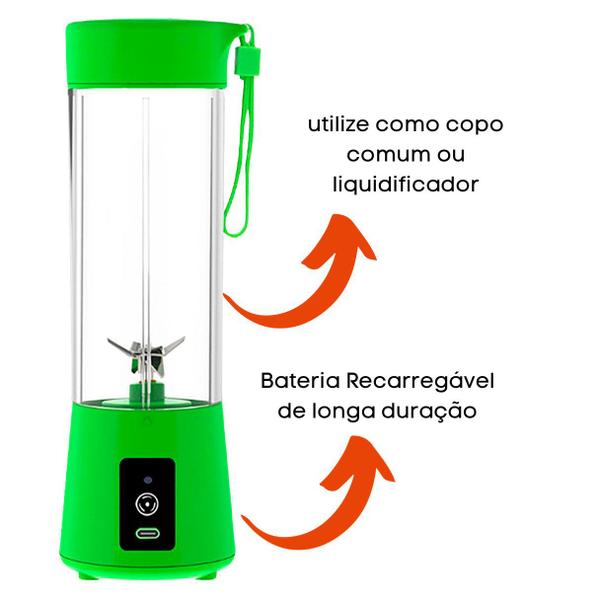 Liquidificador Mini Portátil Bateria Squeeze Verde - ELLO Imagem de Liquidificador Mini Portátil Bateria Squeeze Verde