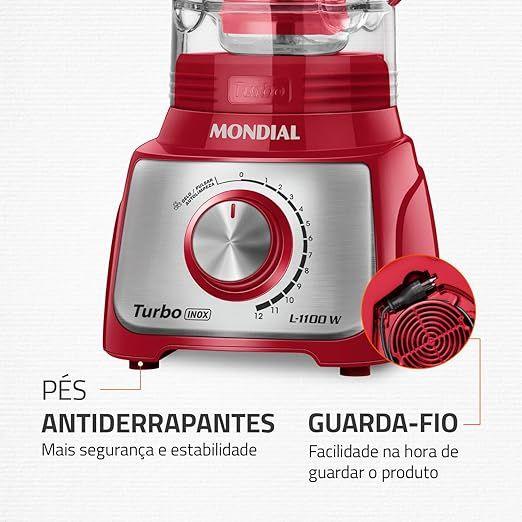 Imagem de Liquidificador Mondial 1100W Turbo L-1100-RI 127V Vermelho