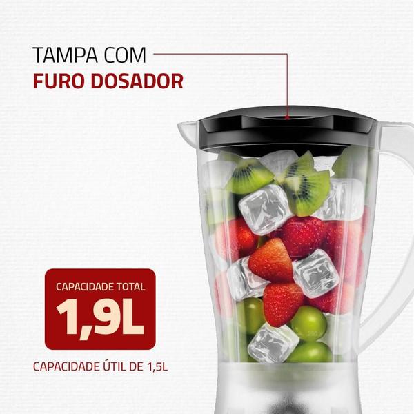 Imagem de  Liquidificador Mondial Easy Power 550W Copo San Cristal Preto