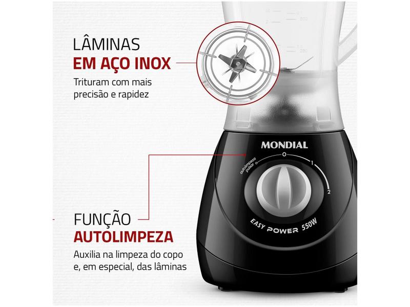 Imagem de Liquidificador Mondial Easy Power L-550-W Preto 2 Velocidades 550W