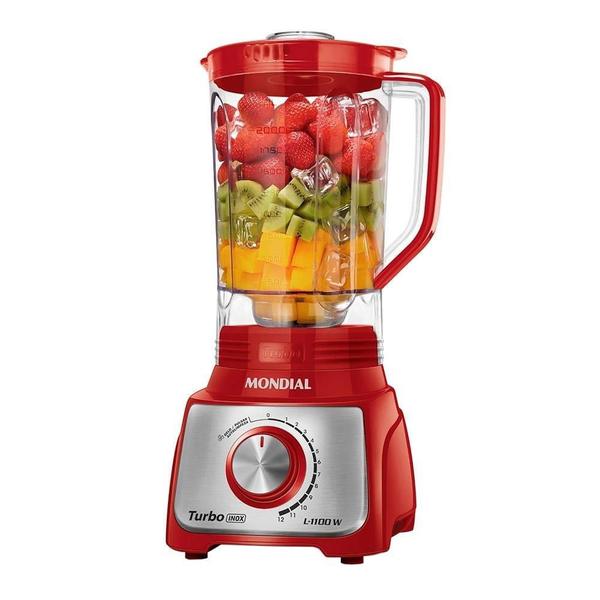 Imagem de Liquidificador Mondial L-1100RI 3L, 12 Velocidades+Pulsar, 1100W, Vermelho/Inox