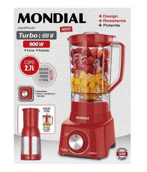 Imagem de Liquidificador Mondial L900 2,7l 5veloc Turbo 900w 127v Verm Vermelho 127V