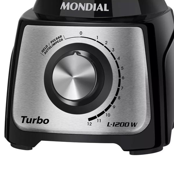 Imagem de Liquidificador Mondial Turbo 1200w 3L Inox L-1200 Preto 110V