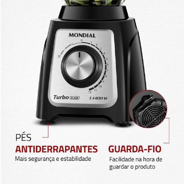 Imagem de Liquidificador Mondial Turbo Glass L-1400-GI 2,2 Litros 1400W com 12 Velocidades