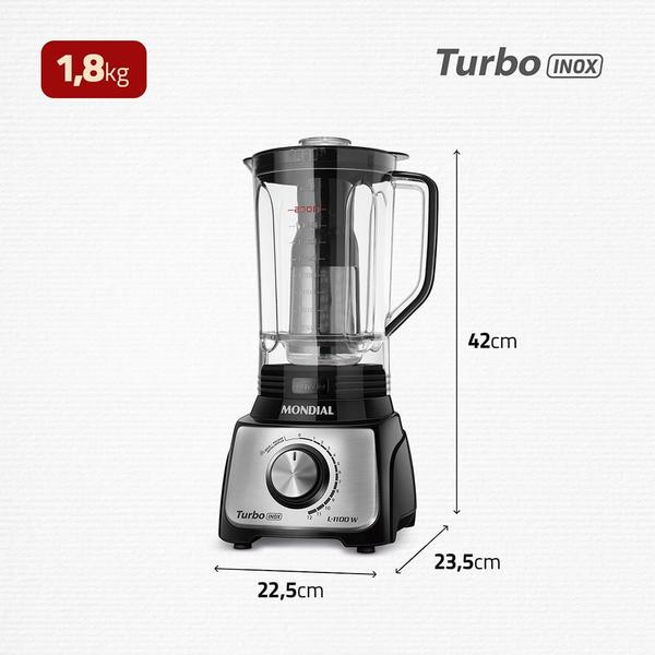 Imagem de Liquidificador Mondial Turbo Inox 3L L-1100-BI