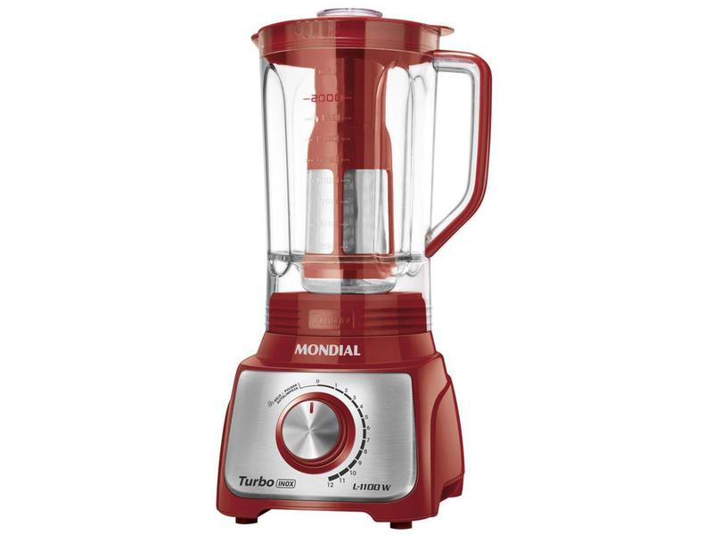 Imagem de Liquidificador Mondial Turbo Inox L-1100 RI - Vermelho com Filtro 12 Velocidades 1100W